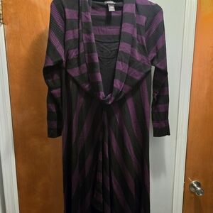 Ashley Stewart Black and Purple Long Sleeve Dress